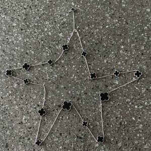 Solid 925 Sterling Silver Long Clover Necklace